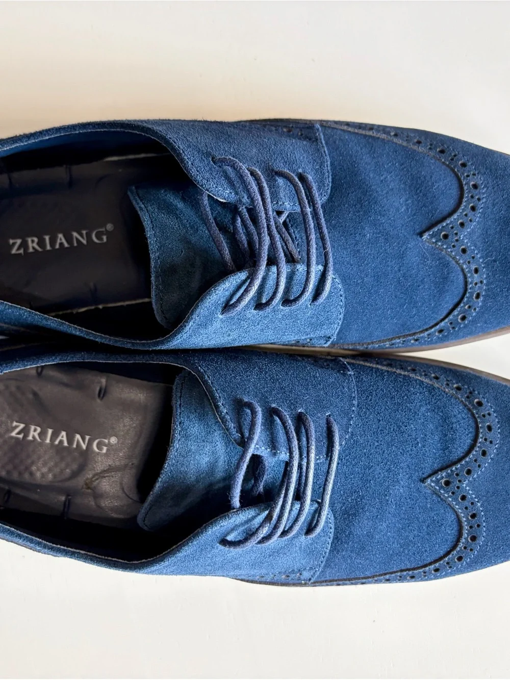 Men's Suede Wingtip Oxford Dress Shoes – Navy Blue